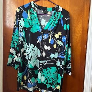 Worthington Black Floral V-Neck Blouse